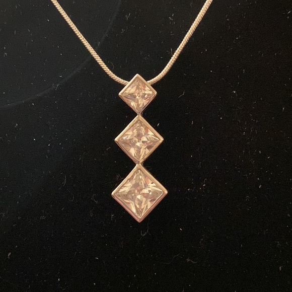 Three simulated diamond necklace 9” chain - Picture 5 of 5